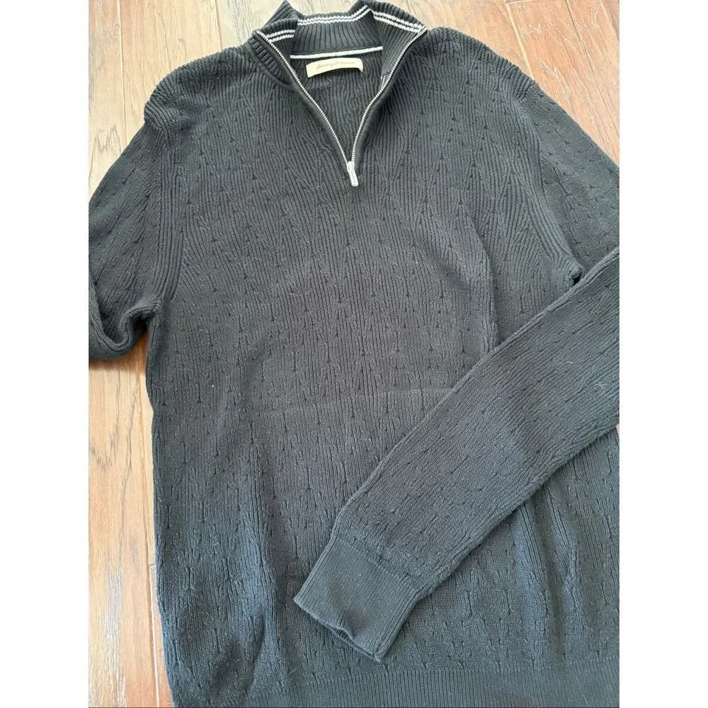 Tommy Bahama Basket-Weave Cotton Quarter Zip Pullover XL - Picture 2 of 8